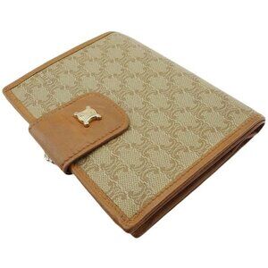 CELINE Bifold Wallet Beige brown gold Women Authentic secondhand